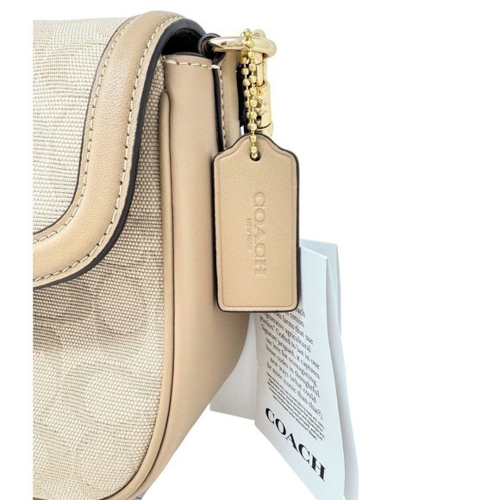 Coach Amelia Saddle Bag Signature Canvas Crossbody Dark Natural Multi Gold NWT - Picture 7 of 12